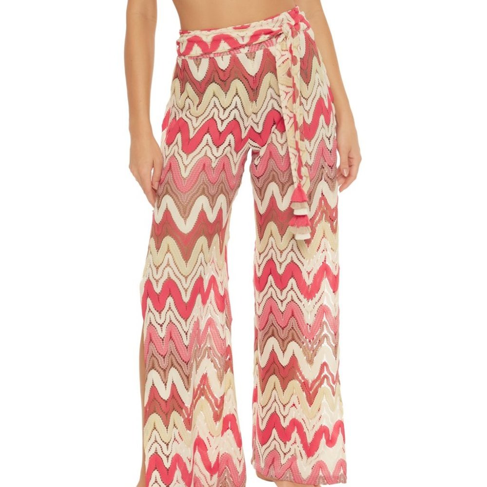 NWT 🌟 host pick🌟Trina Turk Crochet Belted Split-Leg Cover-Up Pants - Large